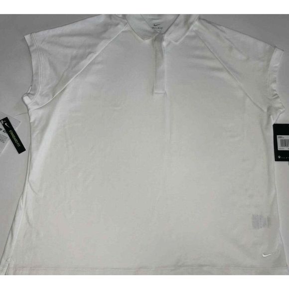 📦 NEW Women's Small NIKE Dri-FIT UV Cap Sleeve Golf Polo Shirt White AR4262-100 - Picture 2 of 4